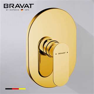 Bravat Wall Mount Shower Valve Mixer In Gold Finish