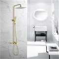 BathSelect Chatou Exposed Brushed Gold Wall Mount Square Rainfall Shower System
