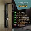 Black Stainless Steel Rainfall Shower Panel Rain Massage System with Jets & Hand Shower