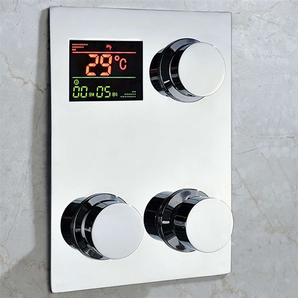 Fancy Bathroom Thermostatic Shower Mixer Wall Mount Hot Cold Water  Showering Faucet Temperature Control Valve Silver