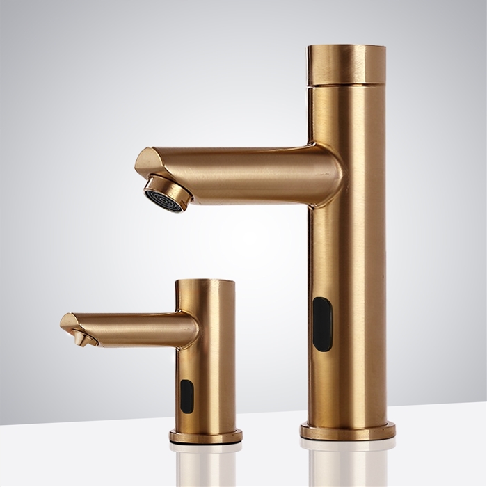 Hostelry Solo Gold Tone Automatic Commercial Sensor Faucet and Soap Dispenser