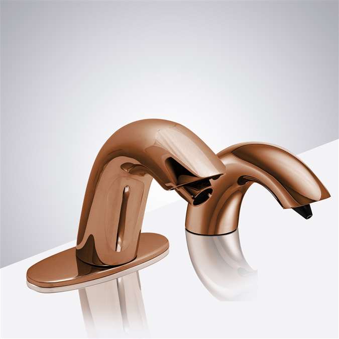 Commercial Automatic Temperature Control Thermostatic Rose Gold Sensor Faucet with Soap Dispenser