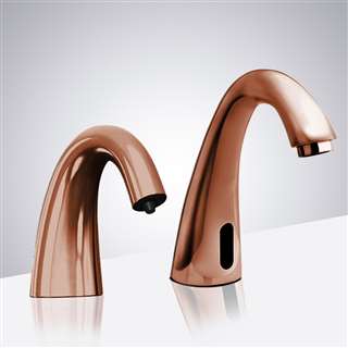 BathSelect Hostelry Automatic Rose Gold Commercial Sensor Faucet and Matching Soap Dispenser