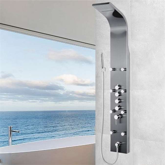 Shower Panel System in Space Gray Brushed Stainless Steel