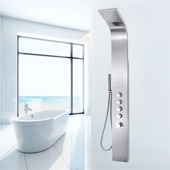 Massage Spray Shower Panel System in Stainless Steel with Rainfall