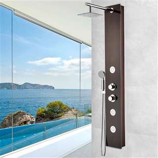 Shower Panel System with Heavy Rain Shower and Spray Wand