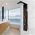 Shower Panel with Heavy Rain Shower and Spray Wand in Mahogany Style Deco-Glass