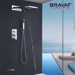 Bravat Shower set with Concealed Wall Mount Shower Head Constant Temperature-Solid Brass