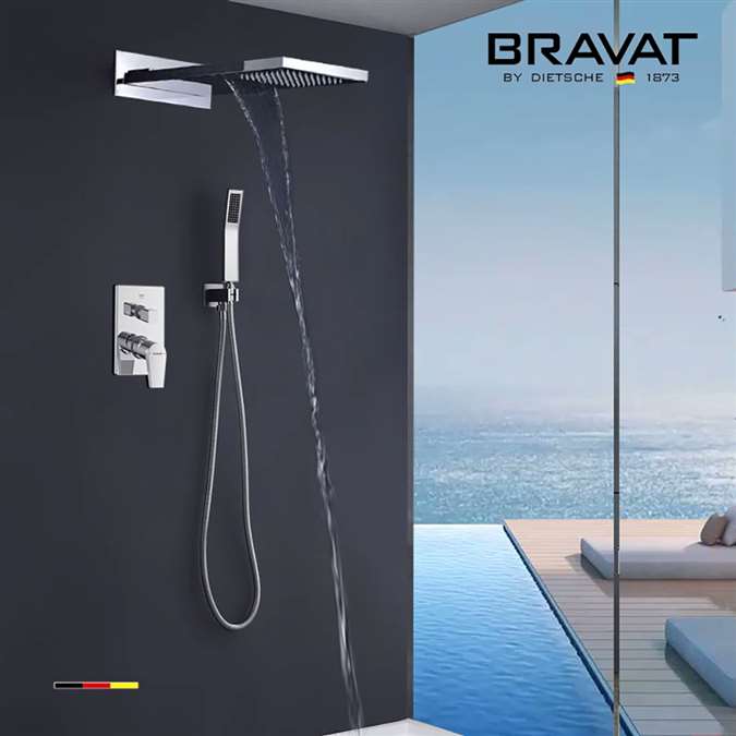 Bravat Shower set with Concealed Wall Mount Shower Head Constant Temperature-Solid Brass