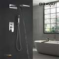 Bravat Chrome Shower Set with Concealed Wall Mount Shower Head Constant Temperature-Solid Brass