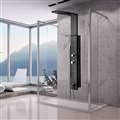 Black Stainless Steel Rainfall Shower Panel Rain Massage System Thermostatic Faucet with Jets & Hand Shower