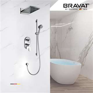 Bravat Shower set with Concealed Wall Mount Shower Head Constant Temperature-Solid Brass