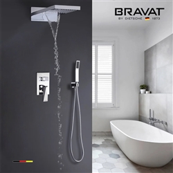 Bravat Hotel Shower Set with Square Shower Head, Thermostatic Mixer and Handheld Shower