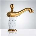 BathSelect Genie White and Gold Commercial Automatic Touchless Sensor Faucet