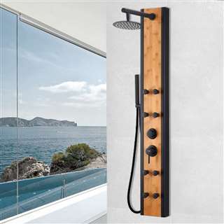 Shower Panel System With Adjustable Rainfall Shower Head And Handheld Shower head