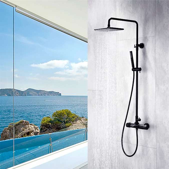 Shower System with Shower Head, Hand Shower, Toe Tester in Matte Black