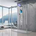 Shower Panel System in Stainless Steel with Rainfall Waterfall LED Shower Head and Hand Shower Wand