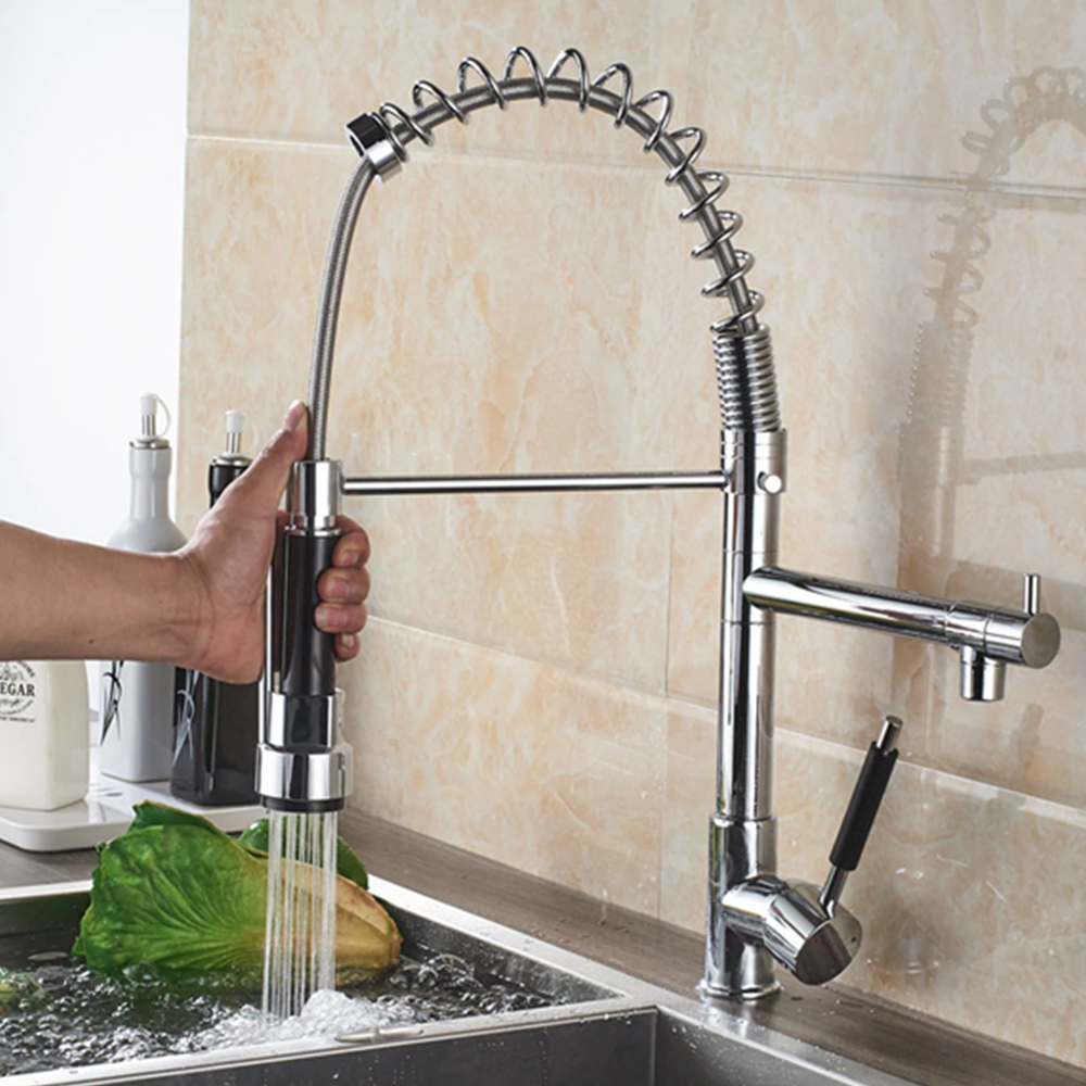 Kitchen Faucets Big Sale choose from over 400 styles/finishes/functions.  Naples Chrome Finish Kitchen Sink Faucet Pull-Out Swivel Spout Hand Sprayer  With Hot & Cold Water Mixer Online