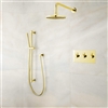 BathSelect Hotel Gold Wall Mount Round Rainfall Shower Set with Handheld Shower