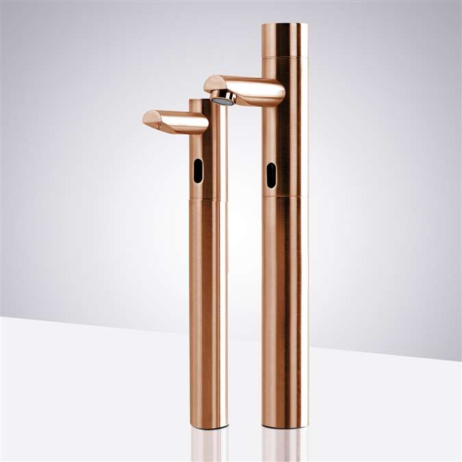 BathSelect Tall Rose Gold Dual Commercial Automatic Sensor Faucet And Soap Dispenser