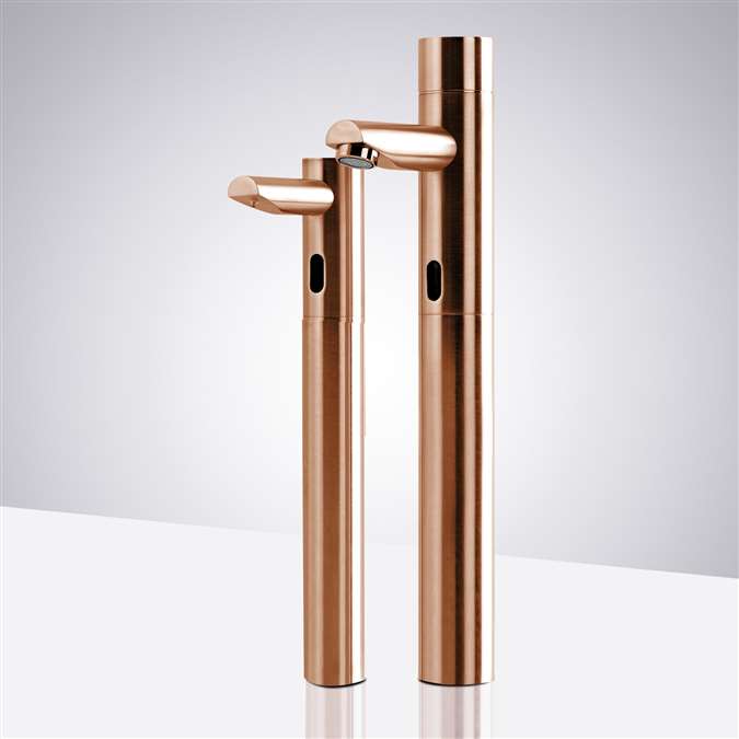 BathSelect Hospitality Tall Rose Gold Dual Commercial Automatic Sensor Faucet And Soap Dispenser