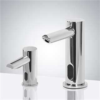 Solo Chrome Finish Freestanding Dual Commercial Sensor Faucet And Soap Dispenser