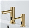 BathSelect Brushed Gold Finish Hotel Freestanding Dual Automatic Commercial Sensor Faucet And Soap Dispenser