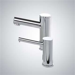 BathSelect Chrome Finish Freestanding Dual Automatic Commercial Sensor Faucet And Soap Dispenser