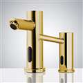 BathSelect Gold Finish Freestanding Dual Automatic Commercial Sensor Faucet And Soap Dispenser
