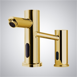 BathSelect Hospitality Gold Finish Freestanding Dual Automatic Commercial Sensor Faucet And Soap Dispenser