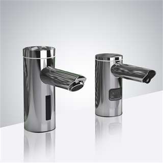 BathSelect Chrome Finish Automatic Commercial Sensor Faucet And Matching Soap Dispenser