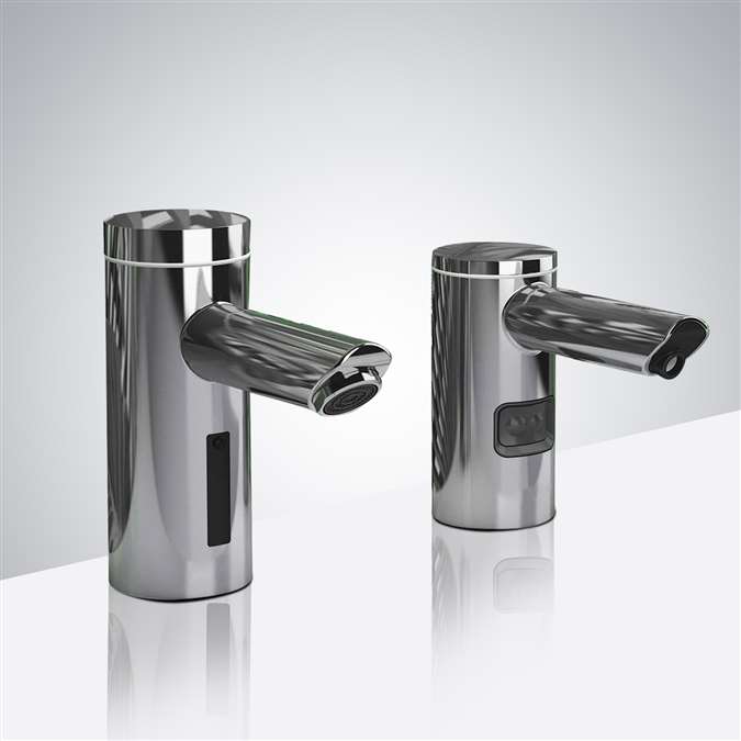 BathSelect Hotel Chrome Finish Automatic Commercial Sensor Faucet And Matching Soap Dispenser