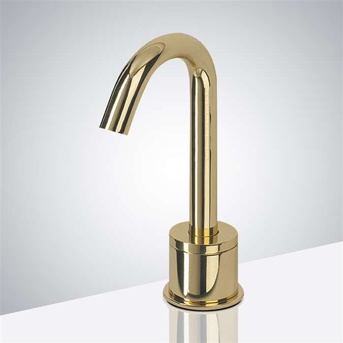 BathSelect Goose Neck Shiny Gold Finish Automatic Commercial Sensor Faucet