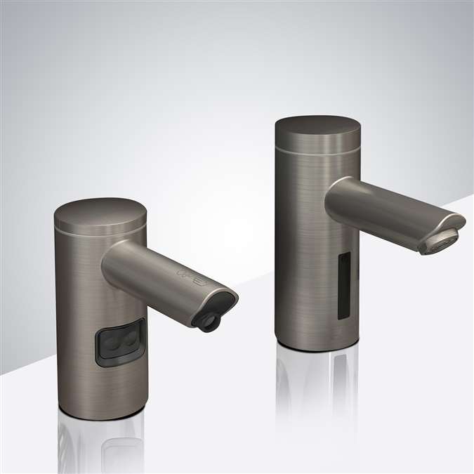 BathSelect Brushed Nickel Automatic Commercial Sensor Faucet And Matching Soap Dispenser