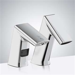 Chrome Finish Automatic Commercial Sensor Faucet And Matching Soap Dispenser