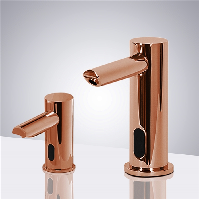BathSelect Rose Gold Hospitality Automatic Commercial Sensor Faucet And Soap Dispenser