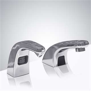 BathSelect Chrome Finish Automatic Commercial Sensor Faucet & Matching Soap Dispenser