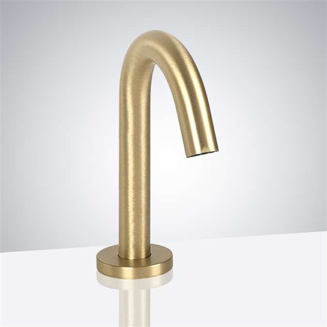 Carpi Brushed Gold Finish Goose Neck Deck Mount Automatic Commercial Sensor Faucet Sale