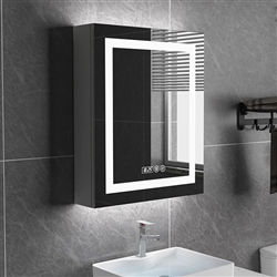 Single Door Wall Mount LED Mirror Cabinet With Anti Fog And Clock Function
