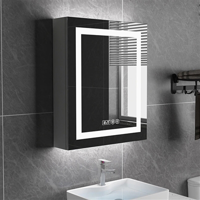 Single Door Wall Mount LED Mirror Cabinet With Anti Fog And Clock Function