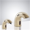 Olivo Hospitality Contemporary Style Shiny Gold Finish Deck Mount Dual Commercial Sensor Faucet And Soap Dispenser