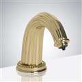 Venice Shiny Gold Finish Deck Mount Commercial Sensor Soap Dispenser With Horizontal Lines Design Over It