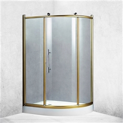 BathSelect Aluminium Alloy Freestanding Bath Shower Enclosure In Bronze Polished Frame