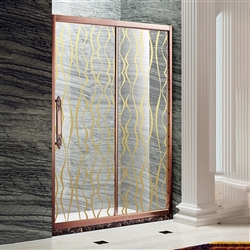 Designer Glass Aluminium Framed Rose Gold Finish Luxury Sliding Shower Door