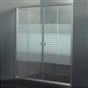 Rectangle Shaped Double Door Horizontal Lines Designer Sliding Glass Shower Door
