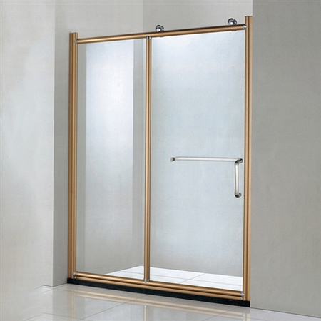 Tempered Glass Sliding Shower Door In Brushed Gold Finish Frame
