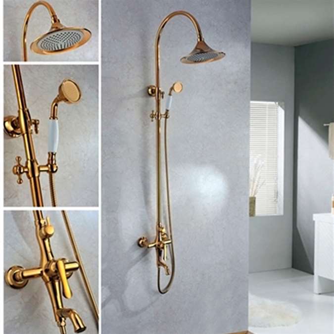 Luna Gold European Rainfall Shower Set