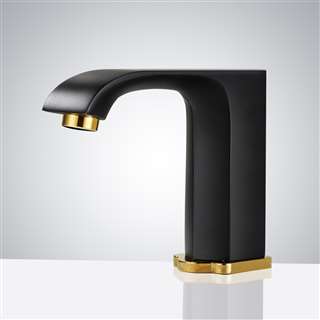Bathselect Matte Black and Gold Commercial Hands-free Motion Sensor Hands Free Faucet Black Finish
