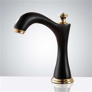 BathSelect Queen Commercial Automatic Motion Sensor Faucet in Matte Black and Gold Finish