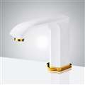 Bathselect Super White and Gold Commercial Automatic Sensor Hands-Free Faucet